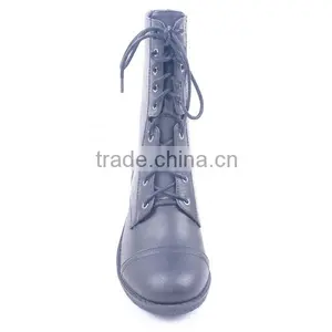 Fashion Popular Motorcycle Police Lace up Back Zipper High Ankle Long Boots From China Factory thumbnail-3