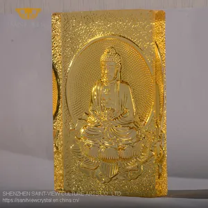 Customization Liuli Crystal Glass Craft Interior Home Buddha Brick Sculpture thumbnail-3