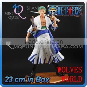 MINI QUTE 23 cm Japanese Anime Pirates One Piece Action Figure Zoro Solon in White Clothes Brinquedos Boys in Box NO.MQ 070 thumbnail-1