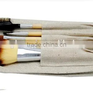 Bamboo Hand Material Synthetic Hair Powder Brush Set 5 Pieces thumbnail-5