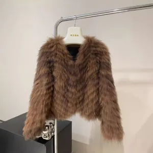 Imported Fur Coat for Women 2024 New Fox Hair Strip Braided Fur YOUNG Style Fashion Coat thumbnail-1