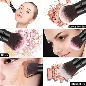Wholesale Black Pink White Ready for Ship Portable Retractable Blush Powder Kabuki Brush With Cover Custom LOGO thumbnail-4