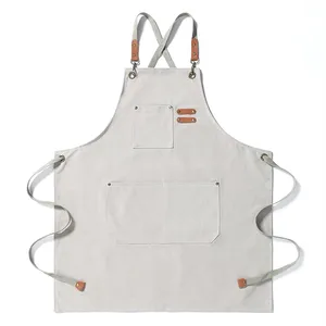 Custom Cooking Baking Tool Pocket Kitchen Chef Canvas Apron With Custom Logo thumbnail-3