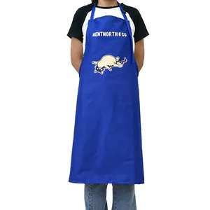 Solid Color Custom Embroidery Apron Waterproof Oil Resistant Adjustable Neck Strap Kitchen Work Apron OEM Custom Logo thumbnail-4