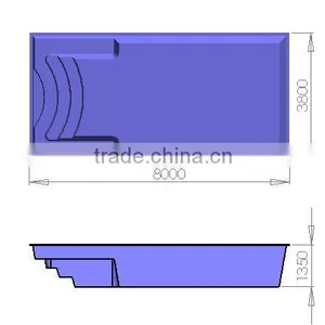 Custom One Piece FRP Fibreglass Swimming Pool(L8.0MxW3.9M) Quality Choice thumbnail-6