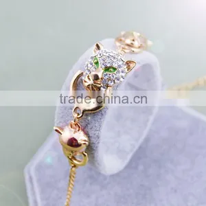 18k Real Gold Plated Austrian Rhinestone Crystal Elements Luxury Leopard Head Jewelry Bracelets thumbnail-2