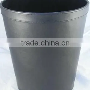 2014 Round Shape pu Faux Leather Waste Bin Factory in China Hot Sale In America Waste Bins For Home And Hotel thumbnail-2