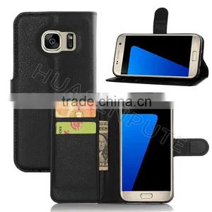 Wholesales Lichee Pattern Flip PU Leather Wallet Case Cover For for Samsung S7 thumbnail-1