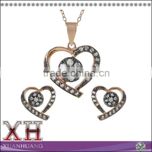 Grace Silver Heart Necklace Heart Silver Earrings Heart Jewelry Set for Women thumbnail-1