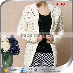 Off-white Crocheted Autumn Coat For Women In Stock thumbnail-1