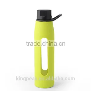 2015 Best Selling BPA Free Portable Glass Water Bottle With Silicone Sleeve/stylish Travel Sport Joyshaker Water Bottle With Cap thumbnail-2