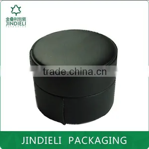 Black Round Leather Watch Boxes With Pillow thumbnail-2