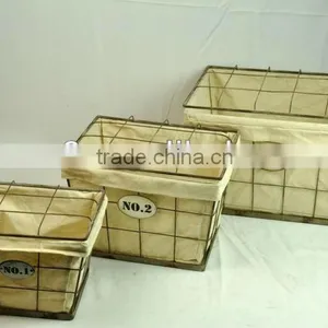 112106MO-1T-Metal Basket W/jute Liner Wire Basket thumbnail-1