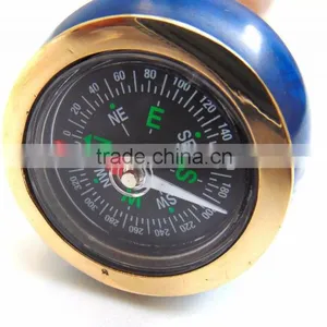 Antique Nautical Brass Walking Stick/Blue Color Compass Handle Walking Stick/ Brown Wood Walking Stick Wk1115 thumbnail-3