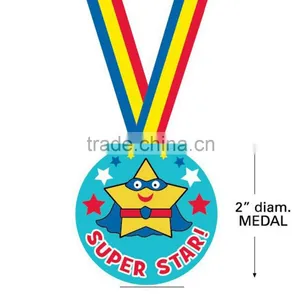 Wholesale Sport Souvenirs Cheap Custom New Design 3D PVC Rubber Super Star Award Medals With Ribbon for Promotional Gifts thumbnail-2