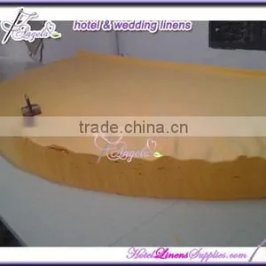 Dia-320cm Gold Poly Damask Round Tablecloths for Table Decorations in Banquets, Events thumbnail-1