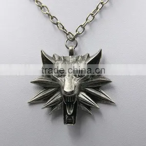 Hot Sale Game Retro Jewelry The Witcher 3 Wolf Head Pendant Necklace thumbnail-6