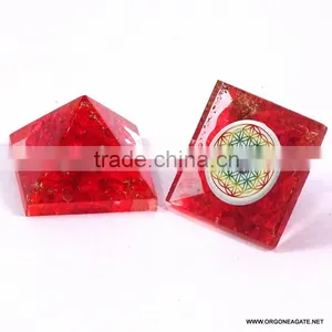 Orgonite Little Pyramid - Red Onyx | Indian Manufacturer Of Chakra Flower Of Life Pyramid thumbnail-3