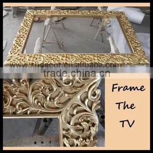 Frame the TV Style Hollow Flower Decorative Gold Leaf Resin Frame Wall Decor thumbnail-1