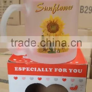 Frosted Glass Tea Mug With Plastic Lid 350ML Promotional Cup thumbnail-4