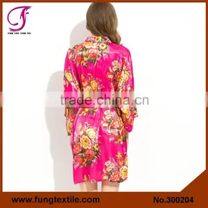 FUNG 3002 New Floral Satin Bathrobes For Women thumbnail-3