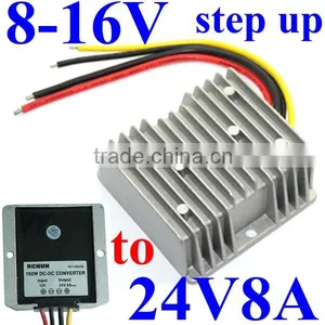 dc 8-16V 9V 12V 13.8V Step up Turn to 24V 8A 192W Power Converter Waterproof for Car Led Display,truck,etc thumbnail-1