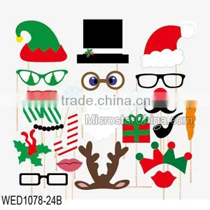 24pcs Christmas Party Hat Masks Photo Booth Props Mustache On A Stick thumbnail-1