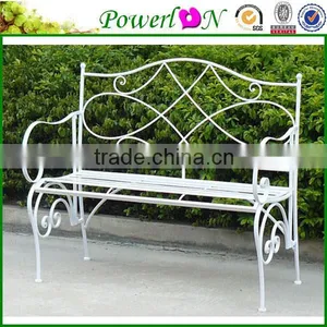 Elegant Antique Vintage White Decorative Cast Iron Bench For Outdoor Living I21 TS05 X11B PL08-8948 thumbnail-1