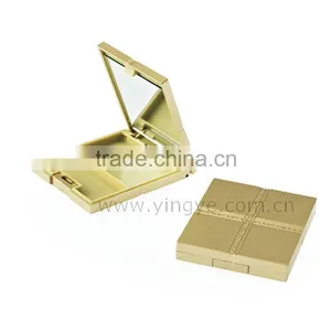 Gold Plastic Powder Case With Mirror thumbnail-1