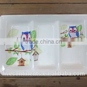 New Porcelain Ceramic Rectangle 3 Section Plate Food Dish thumbnail-1