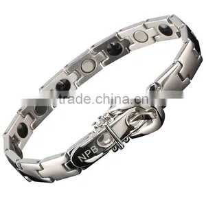 Noproblem P020 FDA Tourmaline Germanium Scalar Energy Bio Power Beads Magentic Fashion Charm Silver Bracelet thumbnail-2