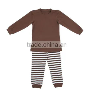 Baby Clothes Factory Cotton Children Apparels Brown Costumes Stripe Halloween Pajamas With Pumpkin thumbnail-5