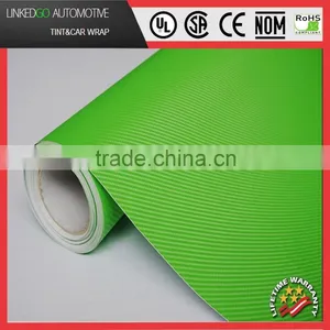 3D Green Self Adhesive 1.52*30M Car Accessory Customized Vinyl Sticker Carbon Fiber thumbnail-1