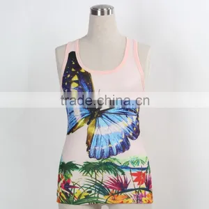 F5S15022 Fashion Design Top Tank Ladies Printed Wholesale Rib Waist China Manufacturer thumbnail-1