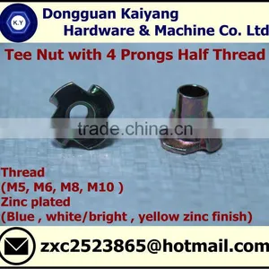 4 Prongs Tee Nut; T Nut (Half Threaded) for Furniture; M5, M6, M8, M10 thumbnail-1