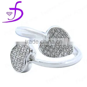 Hot Sale 925 Sterling Silver Heart Design Open Ring for Girl thumbnail-1