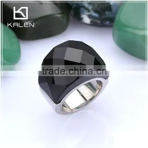 Men Fashion High Quality Black Stone Stainless Steel Rings From China thumbnail-1