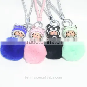 Real Fox Fur Monchhichi Cartoons Keychain thumbnail-6