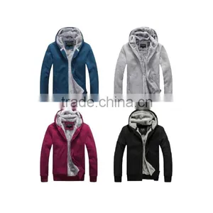 Men Winter Sweatshirts Warm Jackets Thick Velvet Hooded Zip Coat Hoodies thumbnail-1