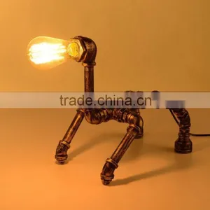 Manufacturer's Premium Wire Pipe Table Lamp Industrial Rusty Dog Desk Lamp Water Pipe Metal Decoration Table Light thumbnail-2