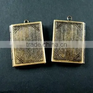 27x35mm Big Brass Bronze Vintage Antique Square Book Photo Locket 1191027 thumbnail-1