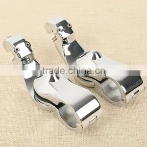 Universal 32mm 1.25" Chrome Short Angled Adjustable Highway Peg Mount Kit thumbnail-2