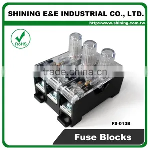 FS-013B 600V 10 Amp 3 Way Midget Type Din Rail Glass Fuse Block thumbnail-5