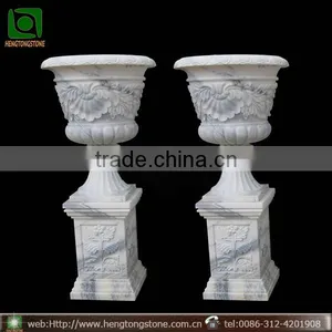 Large White Stone Carved Garden Flower Pot thumbnail-1