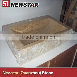 Beige Travertine Bathrrom Vanity Sink thumbnail-1