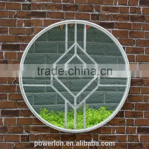 Antique Iron Frame Garden Round Wall Mirror thumbnail-1