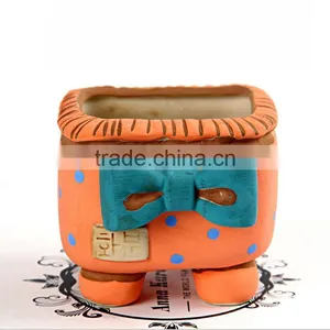 New Design Korean Style Bowknot Spots Small Ceramic Succulent Planter thumbnail-5