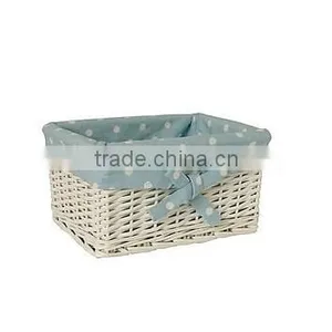 Empty White Wicker Gift Storage Basket Wicker Basket for Home Kitchen Storage thumbnail-4