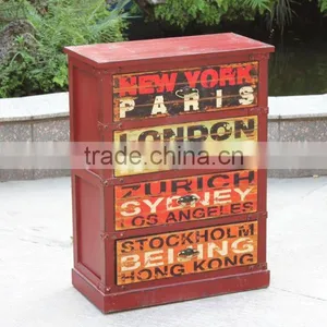 American Antique Red Wooden Cabinet With Drawer thumbnail-1