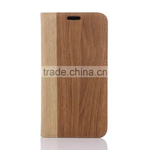Nature Wood Grain PU Card Bumper/pocket Cell Phone Case for Samsung thumbnail-2